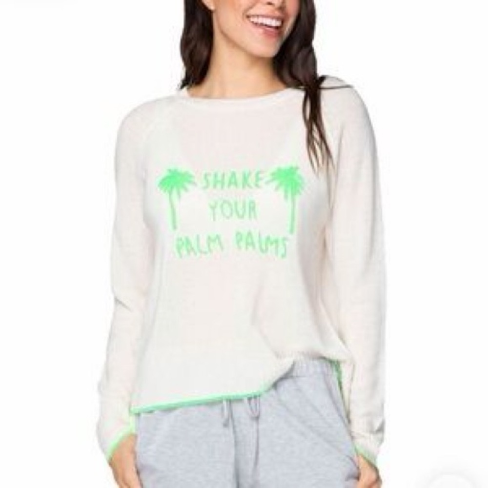 GOLDEN SUN Cashmere Crewneck Sweater Shake Your Palm Palms (S)